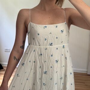 Empire waist floral lined maxi dress - Linen feel